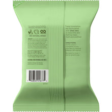 Back of fragrance-free facial cleansing towelette pack with directions and ingredient text.