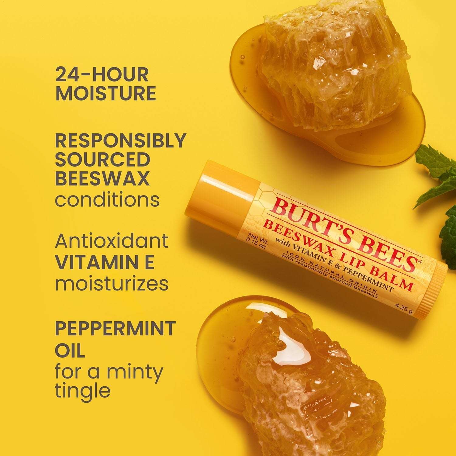Burt's Bees 100% Natural Origin Beeswax Moisturizing Lip Balm 8 pk.