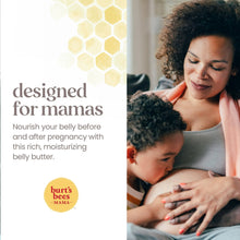 Mother with child on lap, belly butter designed for mamas promotional graphic