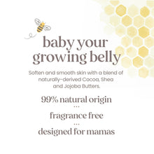 Belly butter label panel with honeycomb graphics and bee illustration