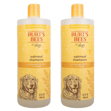 Oatmeal dog shampoo bottles, 32 fl oz, Burt's Bees, two-pack with oatmeal label