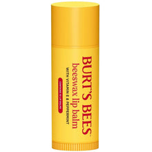 Yellow lip balm tube, capped top, branded label on front