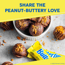 Butterfinger chocolate-covered pieces and a yellow wrapped bar with crumb topping.