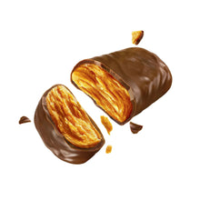 Chocolate-covered candy bars with peanut-butter filling pieces
