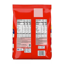 Candy variety pack pouch back with nutrition facts tables and barcode labels