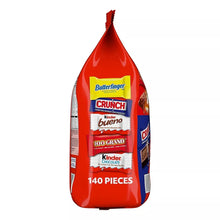 Candy variety pack pouch front with Butterfinger, Crunch, 100 Grand, Kinder branding