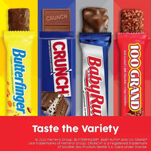 Assorted chocolate candy bars in colorful wrappers lineup