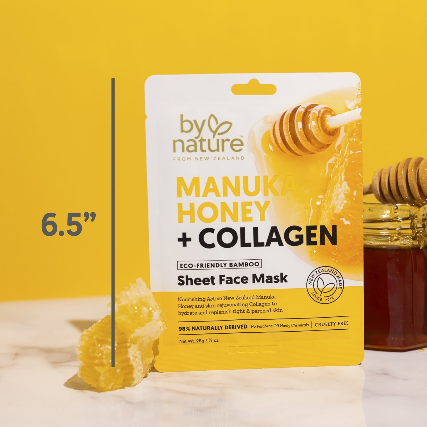 By Nature Skincare from New Zealand Manuka Honey And Collagen Sheet Face Mask to Nourish and Rejuvenate All Skin Types (5 Pack)