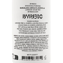 Byredo Bal d’Afrique body lotion bottle label close-up with ingredients