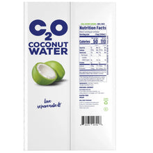 C2O coconut water hydration pack can, nutrition facts panel with barcode