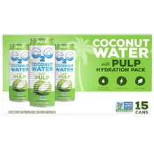 C2O coconut water with pulp hydration pack, carton showing 15 cans and graphics