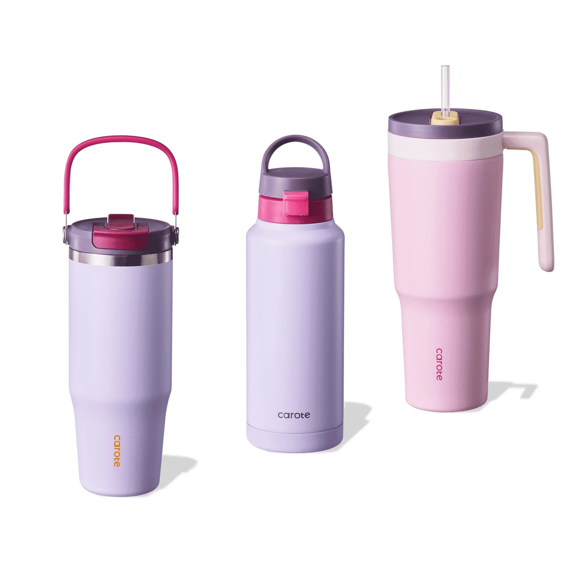 Carote 3pcs Insulated Stainless Steel Water Bottle and Tumbler Set with Straw/Handle, 34oz & 32oz*2, Blue - USA MEGA SHOP
