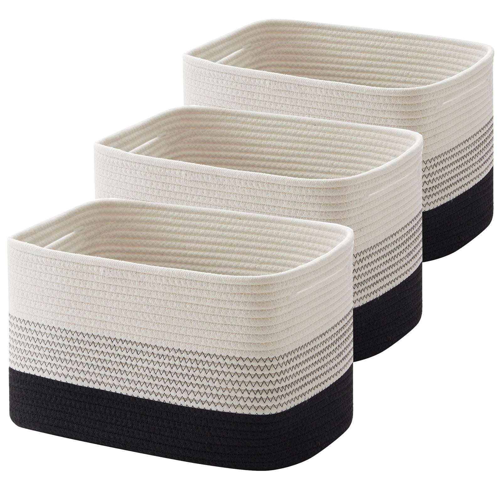 CHERISHGARD Storage Basket, Laundry Basket 3 Pieces, Woven Baskets for Storage for Toys, Towel