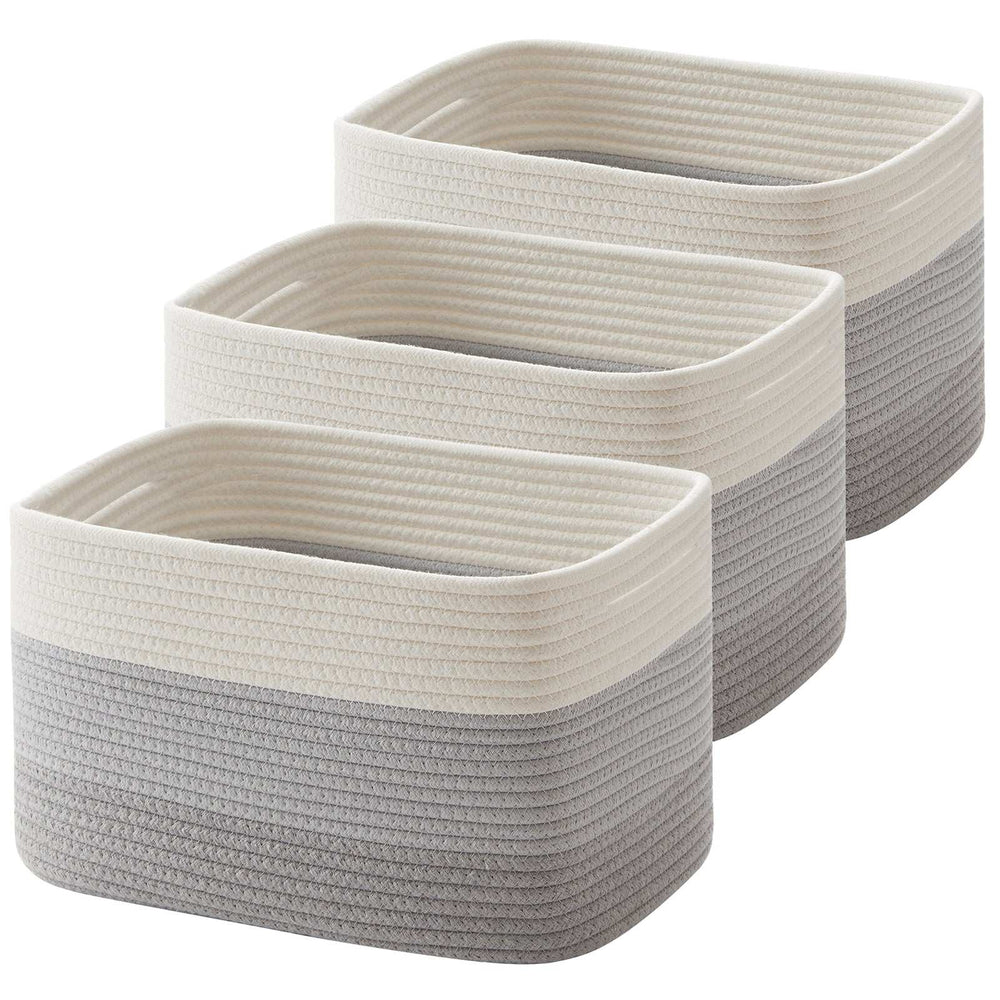 CHERISHGARD Storage Basket, Laundry Basket 3 Pieces, Woven Baskets for Storage for Toys, Towel