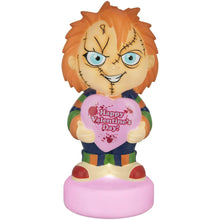 Lighted blow mold figure with orange hair and blue overalls, holding a Happy Valentine’s heart