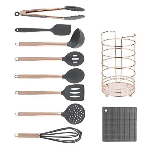 COOK WITH COLOR 10-Pc Cooking Utensils Set Kitchen Gadgets & Essentials, Black