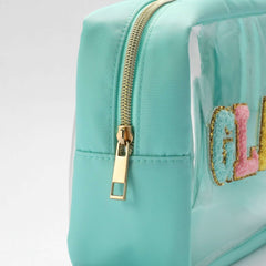 Walmart Glam Cosmetic Bag, Nylon & PVC, Teal Trim, Size 3.3" x 8.8" x 5.9"