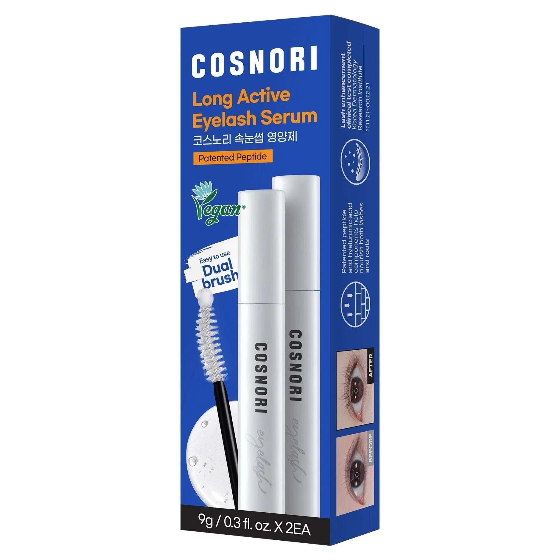 COSNORI Long Active Eyelash Serum, 0.31 fl oz, 2-pack - USA MEGA SHOP