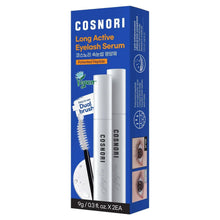 COSNORI eyelash serum 2-pack in blue box with white applicator brush