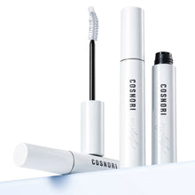 Eyelash serum set with white tubes and dual-ended mascara-style brush