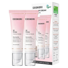 Tone-up cream 2-pack: pink tubes with silver caps and front labels