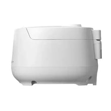 White CUCKOO rice cooker side view with handle and vent details