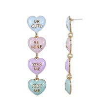 Pastel dangling heart charm earrings: UR CUTE, BE MINE, KISS ME, TEXT ME