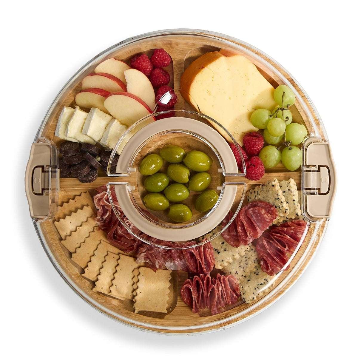Cook With Color Rectangular Bamboo Cutting Board with Locking Lid, Dual-Function Charcuterie & Serving Board - USA MEGA SHOP