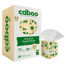 Bamboo facial tissue pack with 3-ply tissues and matching outer carton, 12-count