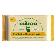 Caboo flushable bamboo wipes pack, unscented, hypoallergenic (60 wipes)