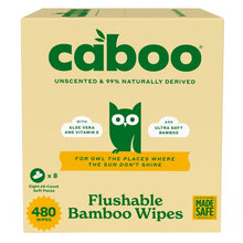 Caboo flushable bamboo wipes box, unscented, 480-count (8 x 60 soft packs)