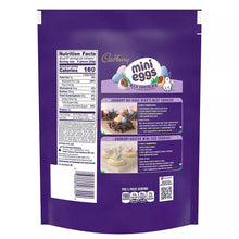 Milk chocolate Easter mini eggs, back panel with nutrition facts on pouch