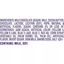 Milk chocolate Easter mini eggs, ingredients list on candy pouch