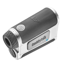 CaddyTek golf laser rangefinder side view with gray textured grip and control panel