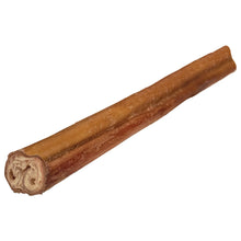 Brown bully hide chew stick with textured surface and cut end