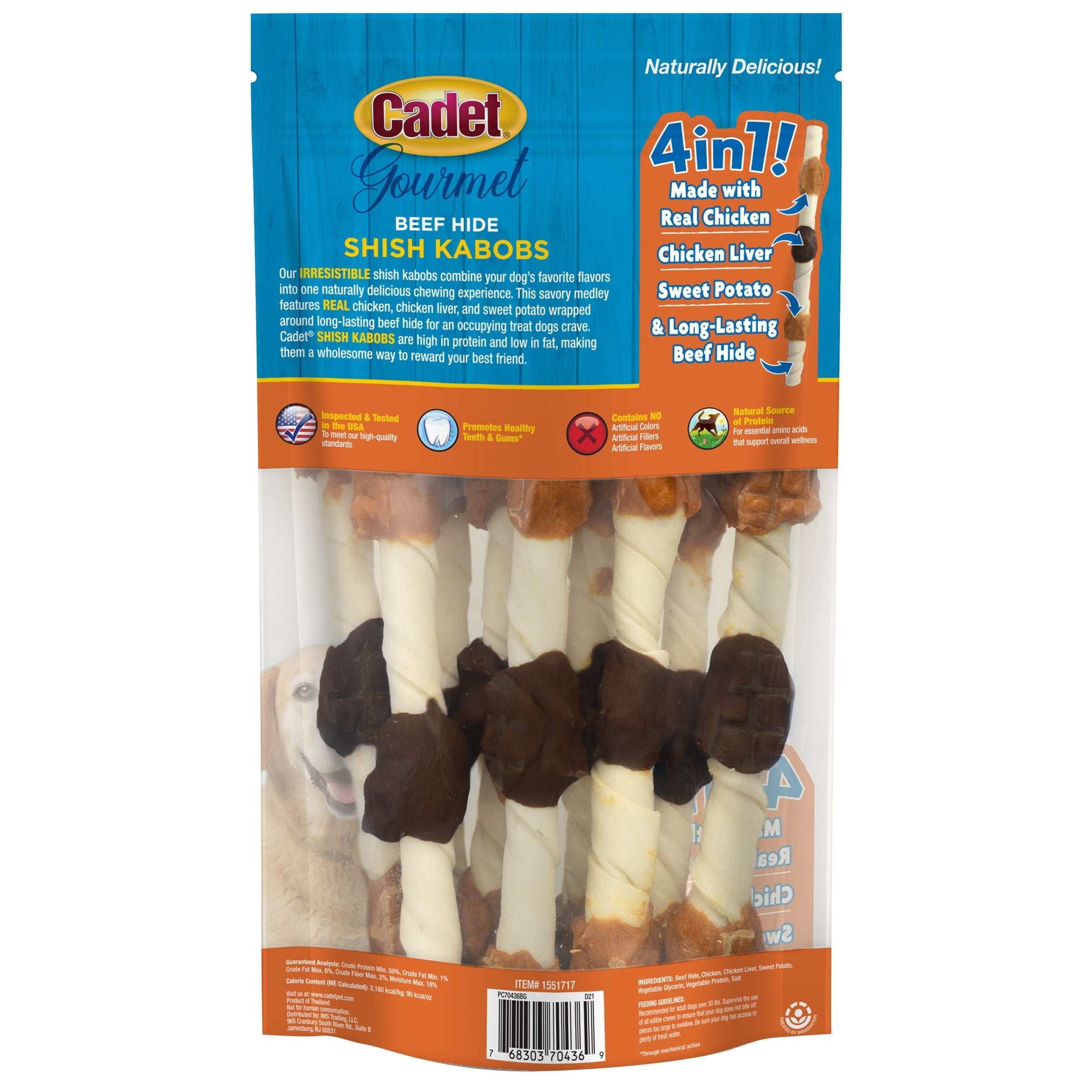 Cadet Triple Flavored X-Large Shish Kabob Dog Treats, 10-count, 2-pack
