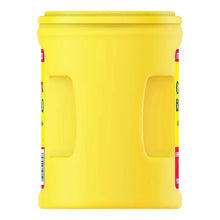 Café Bustelo ground coffee canister, yellow container with side handholds