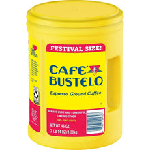 Yellow Café Bustelo ground espresso coffee canister, festival size, 46 oz