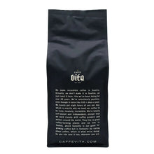 Coffee bag, black, Caffe Vita logo with brand text on back