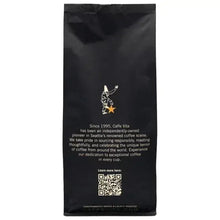 Caffe Vita Novacella decaf ground coffee bag, back panel with brand and barcode