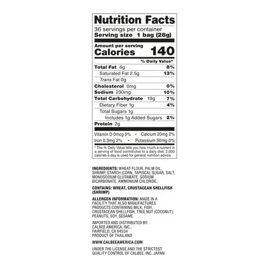 Calbee Shrimp Chips Baked, Original, 1 oz, 36-count