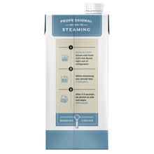 Califia Farms oat milk carton with barista steaming instructions
