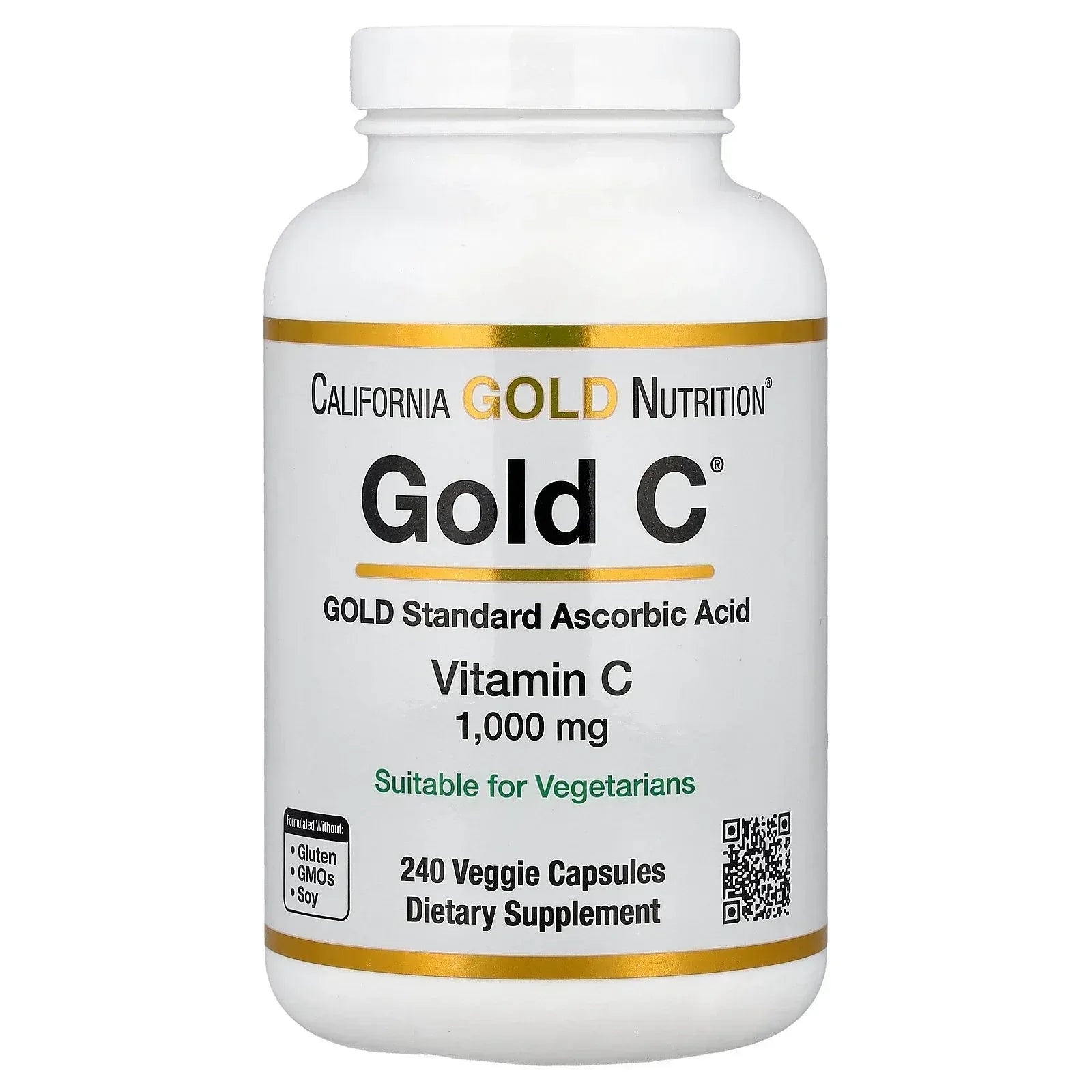 California Gold Nutrition Gold C®, USP Grade Vitamin C, 1,000 mg, 60 Veggie Capsules