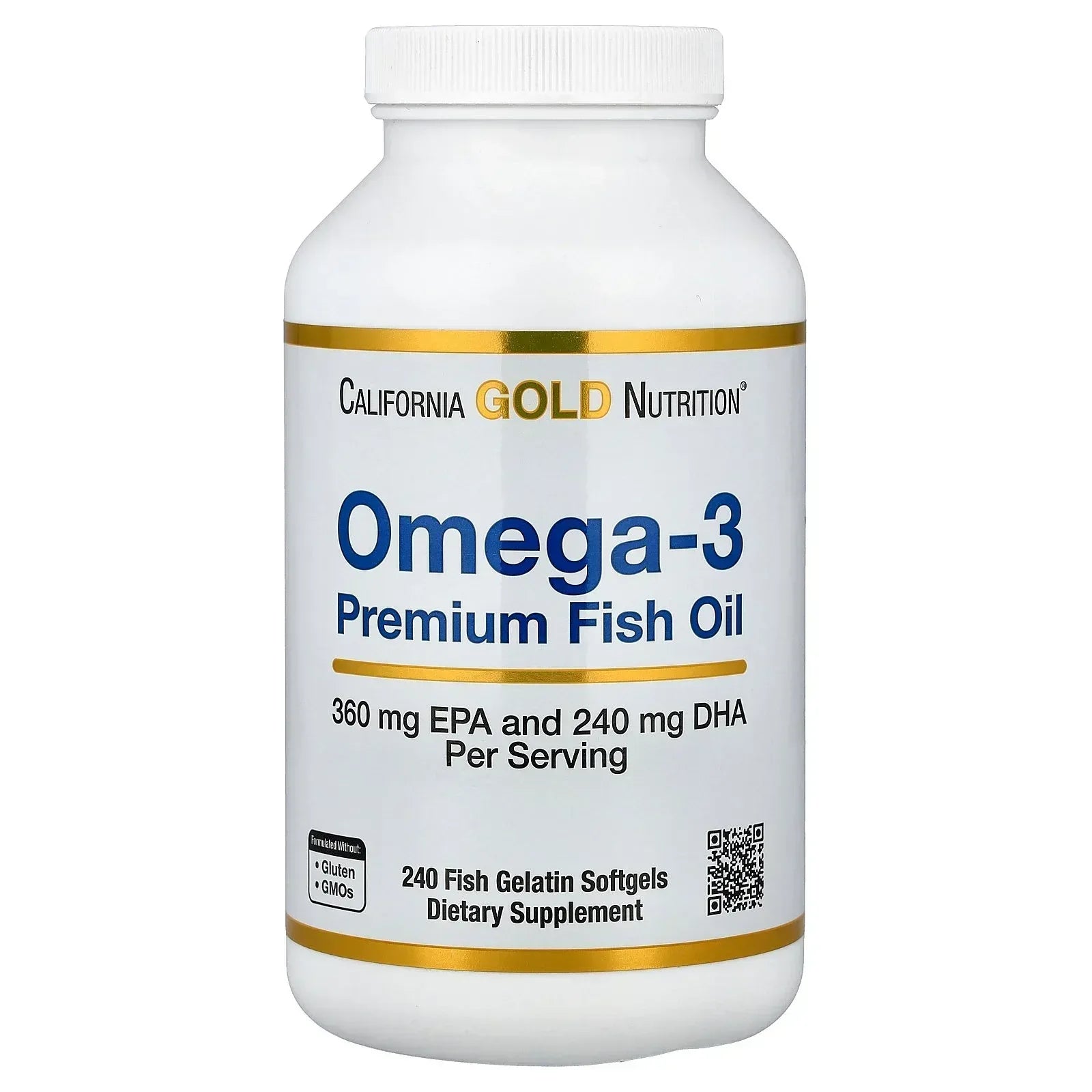 California Gold Nutrition, Omega-3, Premium Fish Oil, 240 Fish Gelatin Softgels - USA MEGA SHOP