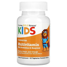 California Gold Nutrition Kids chewable multivitamin bottle with probiotics and enzymes