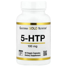 California Gold Nutrition 5-HTP 100 mg bottle with gold label, 60 veggie capsules