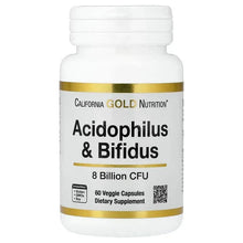 California Gold Nutrition probiotic bottle, Acidophilus & Bifidus, 60 veggie capsules
