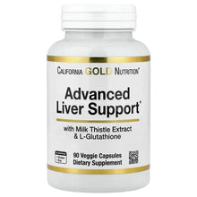 Liver support dietary supplement bottle with milk thistle extract and L-glutathione label