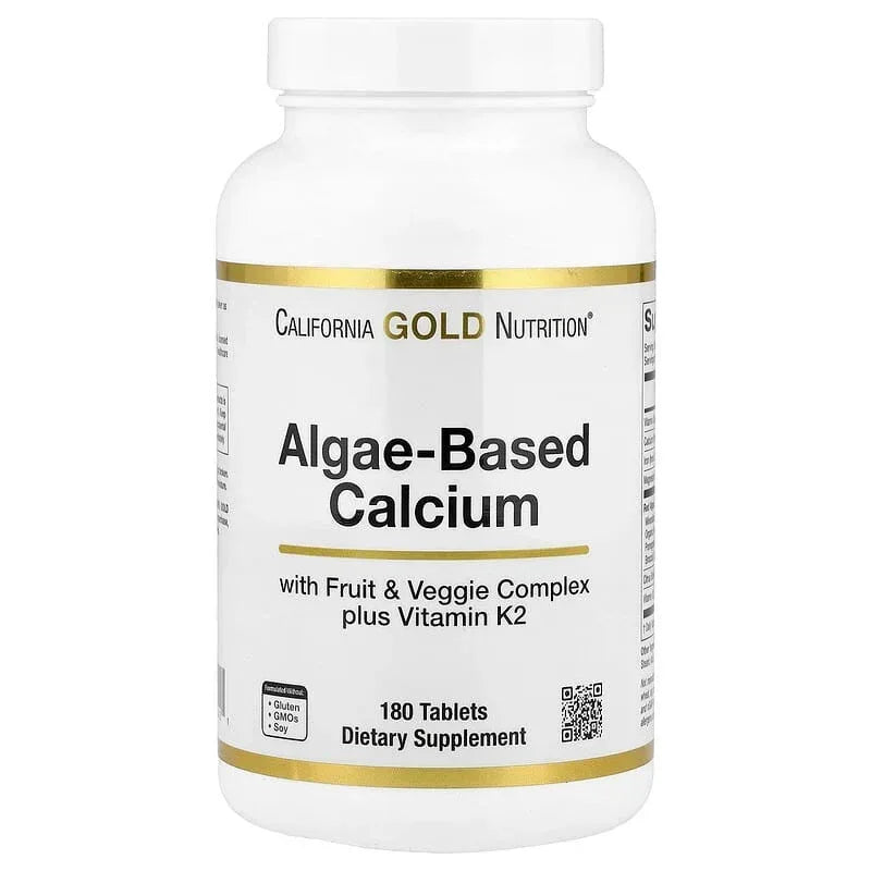 California Gold Nutrition, Algae-Based Calcium with Calcium, Vitamin D3, and Magnesium, Organic Strawberry, Raspberry, and Blueberry, 180 Tablets