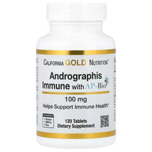 Andrographis supplement bottle, gold band label, 100 mg, 120 tablets